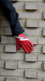 Red Leather Lightning Bolt Ziggy Gloves