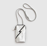 Silver Leather Lightning Bolt Ziggy Phone Bag