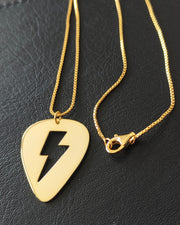 Gold Guitar Pick 'Flash' Lightning Bolt Necklace (925 Silver)