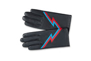 Black Ziggy Red/Blue Bolt Leather Gloves