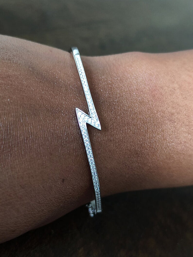 Lightning Bolt Silver Cubic Zirconia Bracelet (Silver 925)