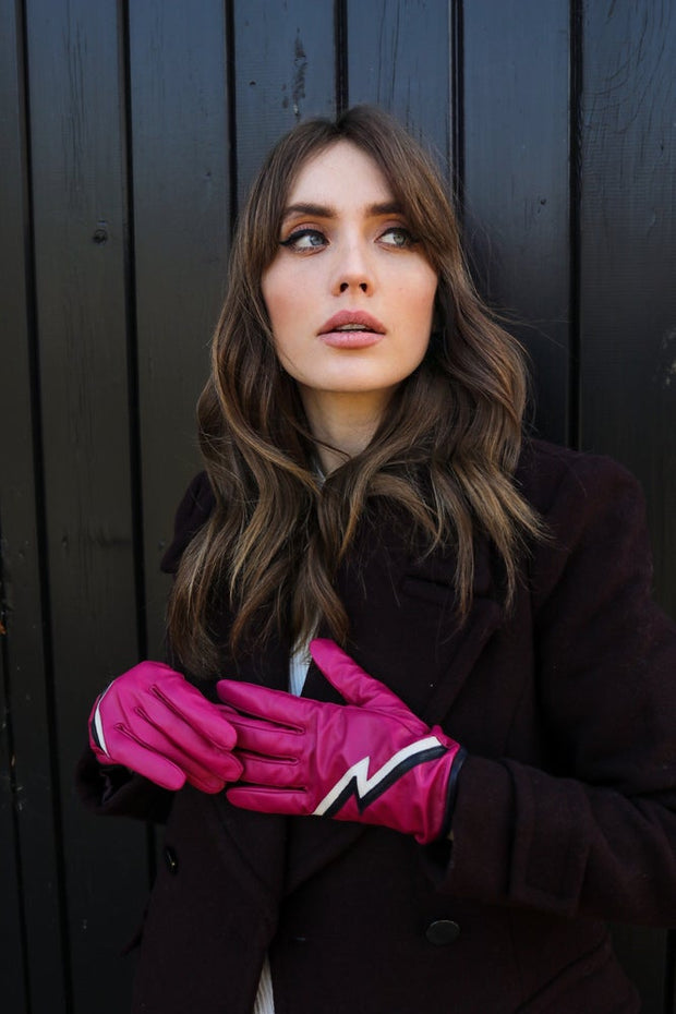 Pink Ziggy Leather Gloves